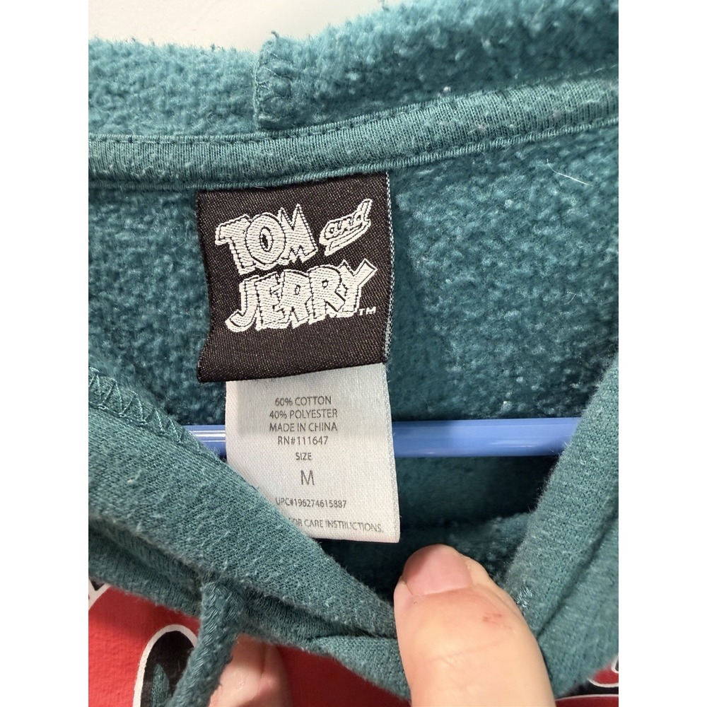 Tom and Jerry Graphic Hoodie & Joggers Set Teal Green Two Piece Tracksuit Size M - Picture 2 of 4